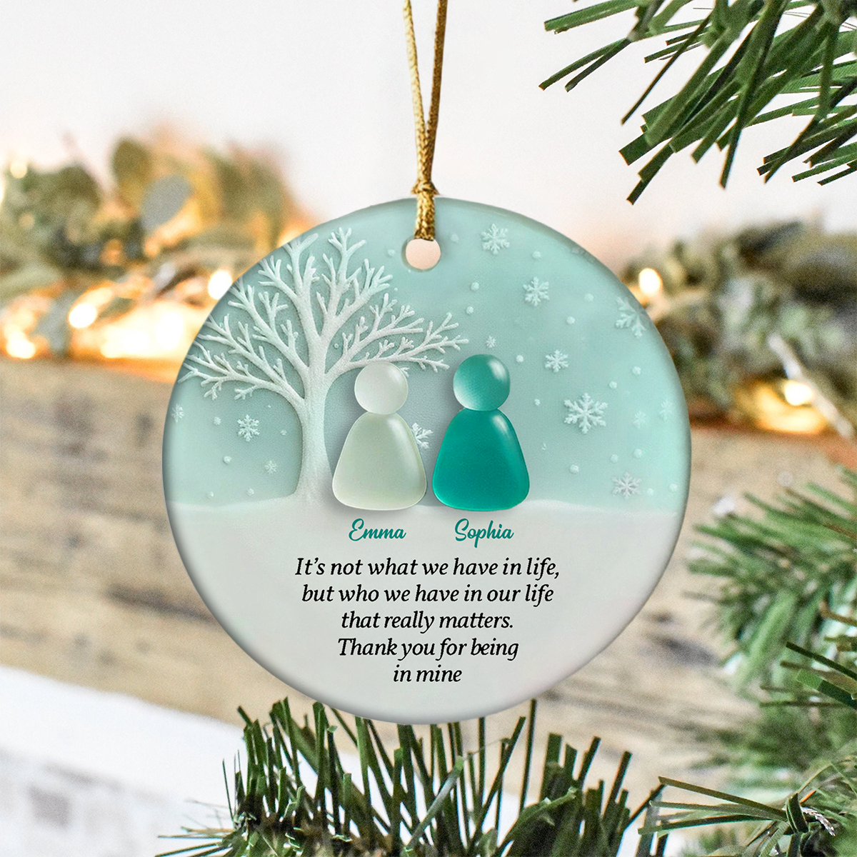 Personalized 2D Friendship Sea Glass Ceramic Ornament, Best Friend Christmas Gift CH07 899862