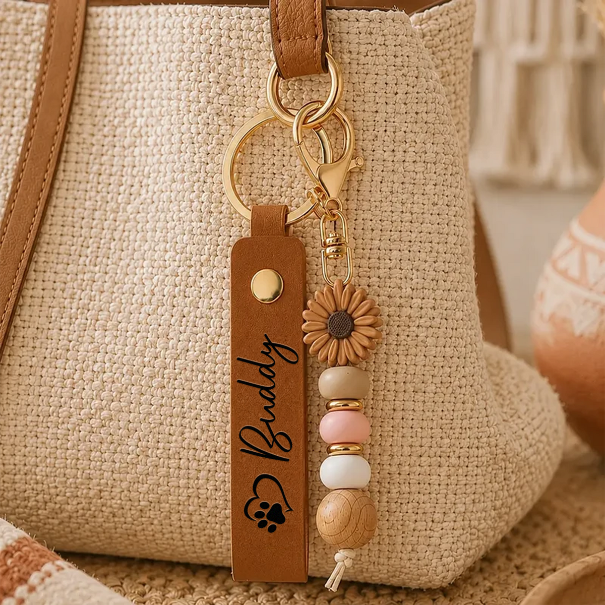 Personalized Custom Photo And Name Memorial Beaded Keyring For Pet Lover TH10 170803