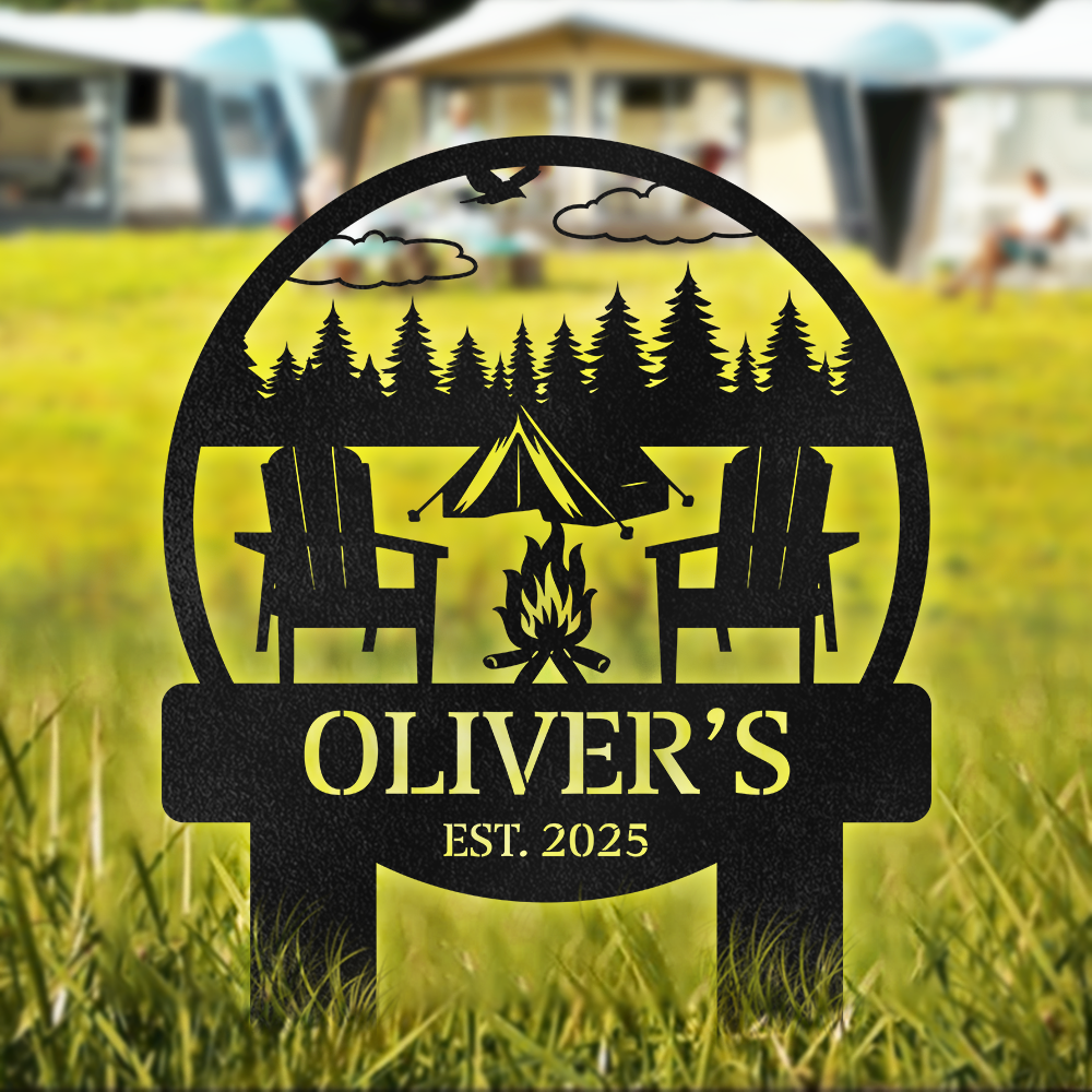 Custom Name On Camping Garden Stake TH10 894225