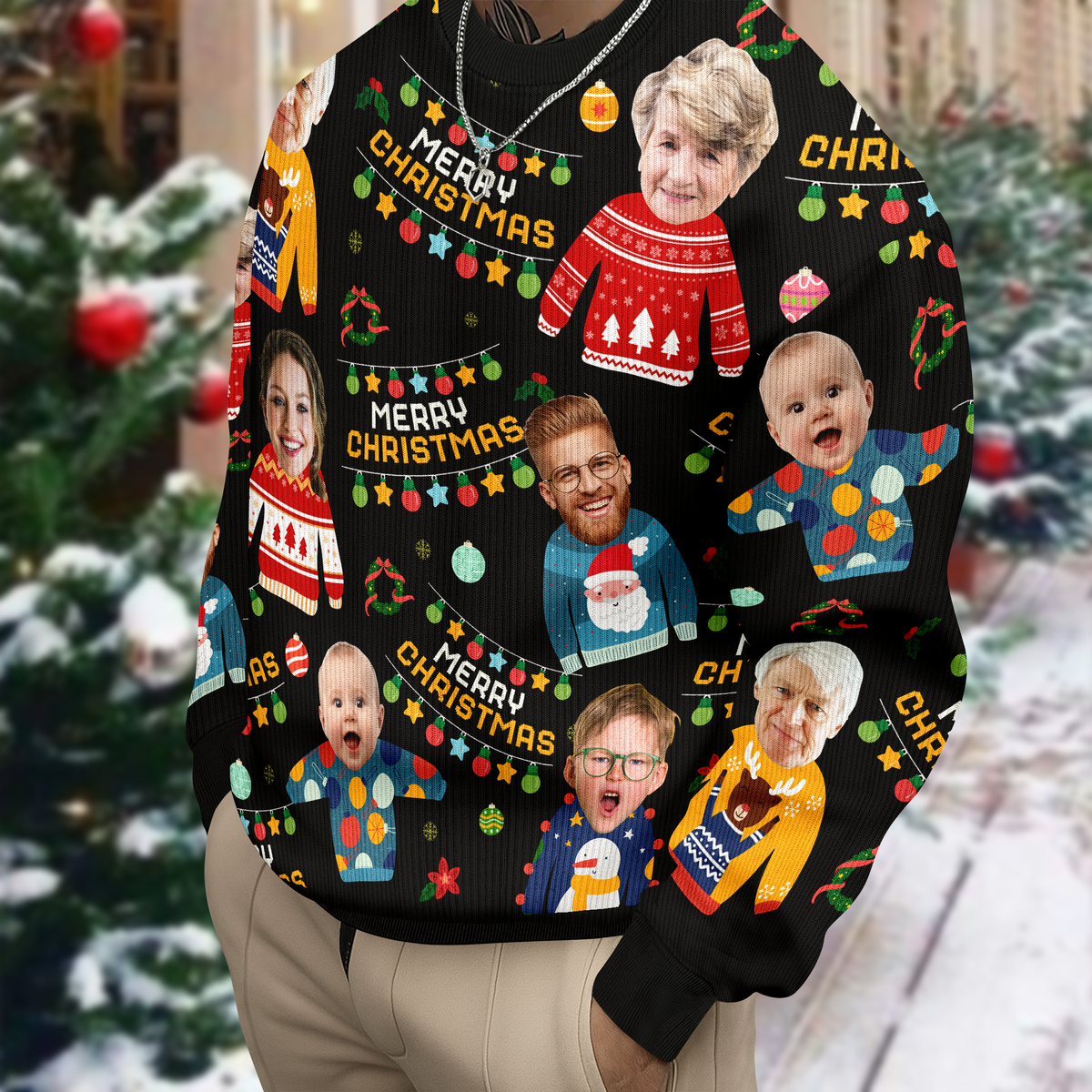 Custom Family Photo Merry Christmas Funny Ugly Sweater CH07 896998