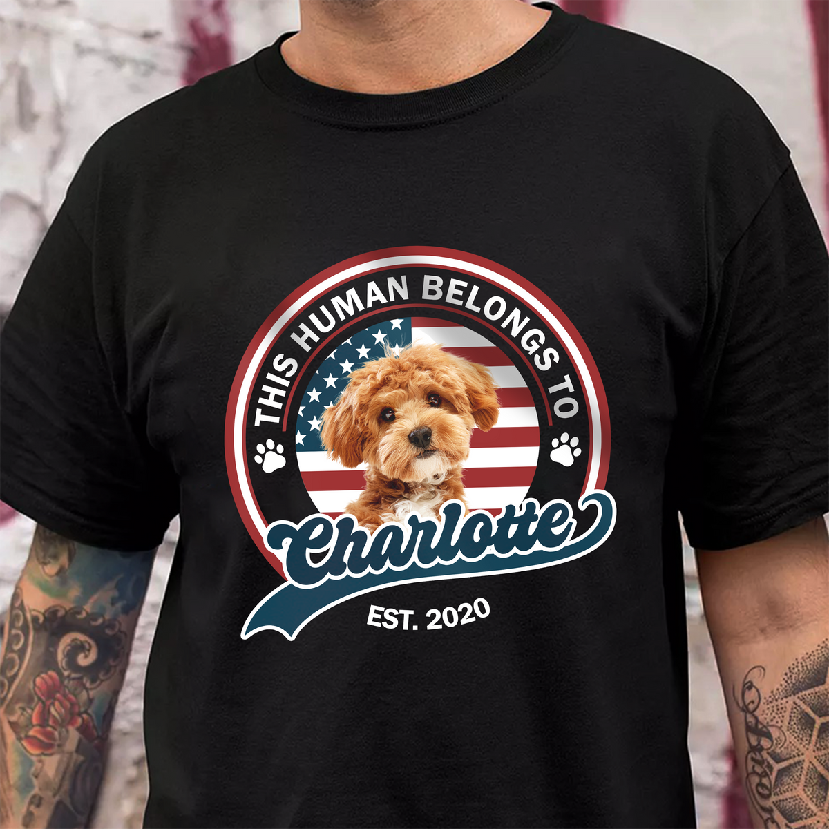 Custom Photo This Human Belongs To Dog Cat Dark Shirt HA75 892558