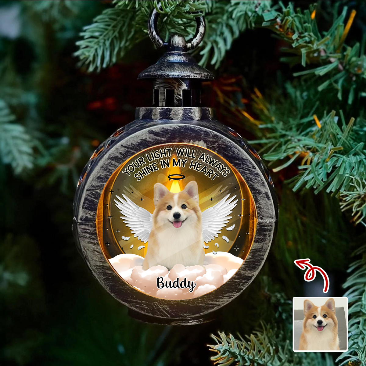 Custom Photo Your Wings Were Ready But My Heart Was Not Dog Candlelight Lantern Ornament HO82 894864