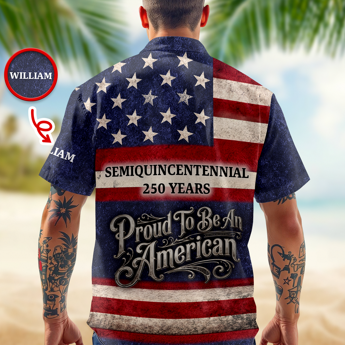 Custom Name Proud To Be An American Semiquincentennial 250 Years Hawaii Shirt HO82 902176