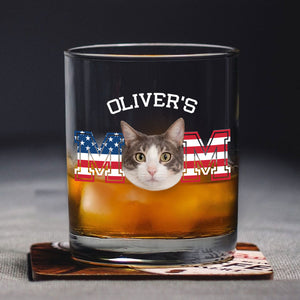 Custom Photo Cat Dad US Flag Rock Glass HA75 892408