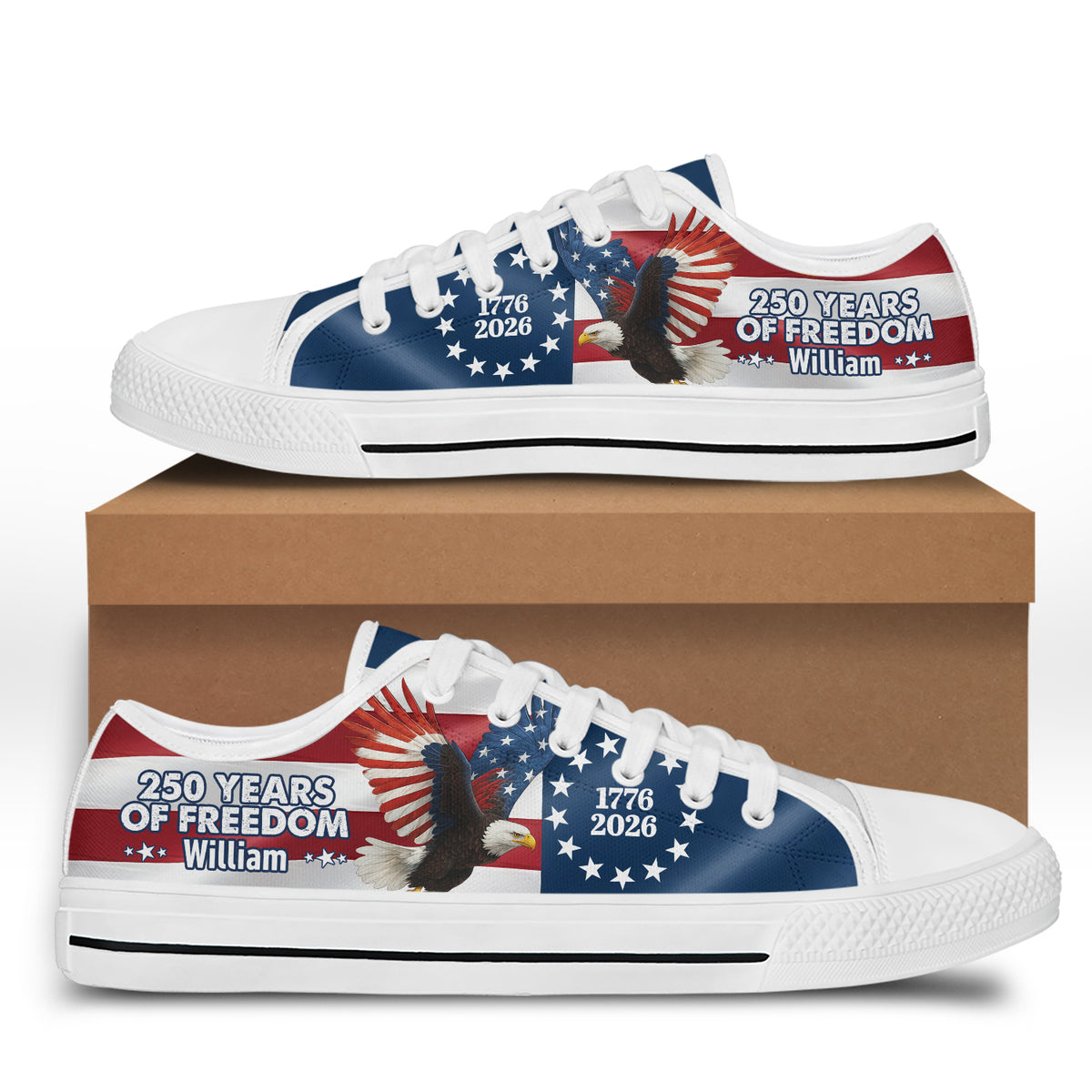 Personalized 250 Years of Freedom 1776–2026 Eagle Canvas Shoes HO82 902116