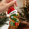 Custom Initial Name Santa Hat Wooden Ornament Christmas Tree Decoration, Holiday Gift LM32 670093