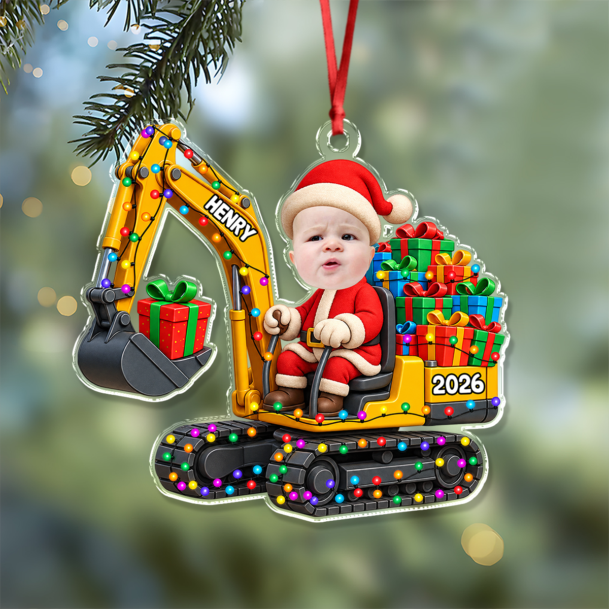 Custom Photo Excavator Personalized Christmas Acrylic Ornament HA75 922012