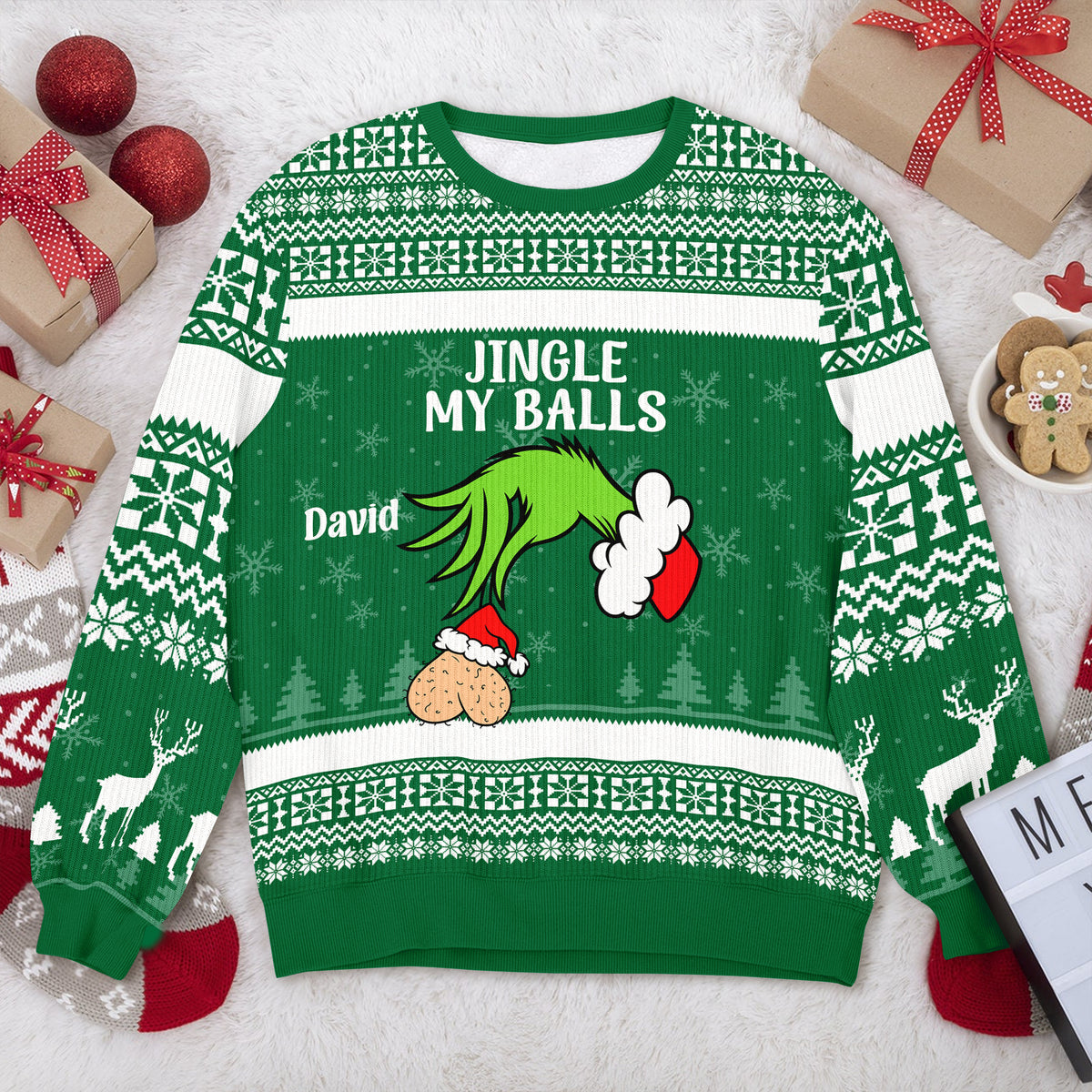 Custom Name Jingle My Balls Ugly Christmas Sweater For Dad TH10 171175