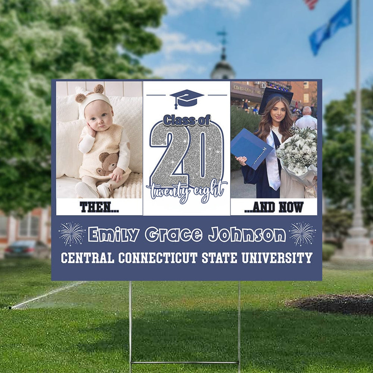 Custom Photo Let's Make Memories All Grown Up Class Of 2025 Graduation Yard Sign HO82 893466