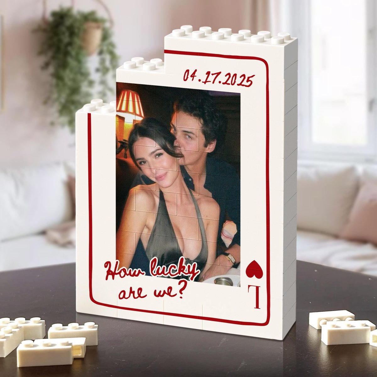 Personalized Couple Photo Playing Card Puzzle Building Brick Blocks LM32 899173