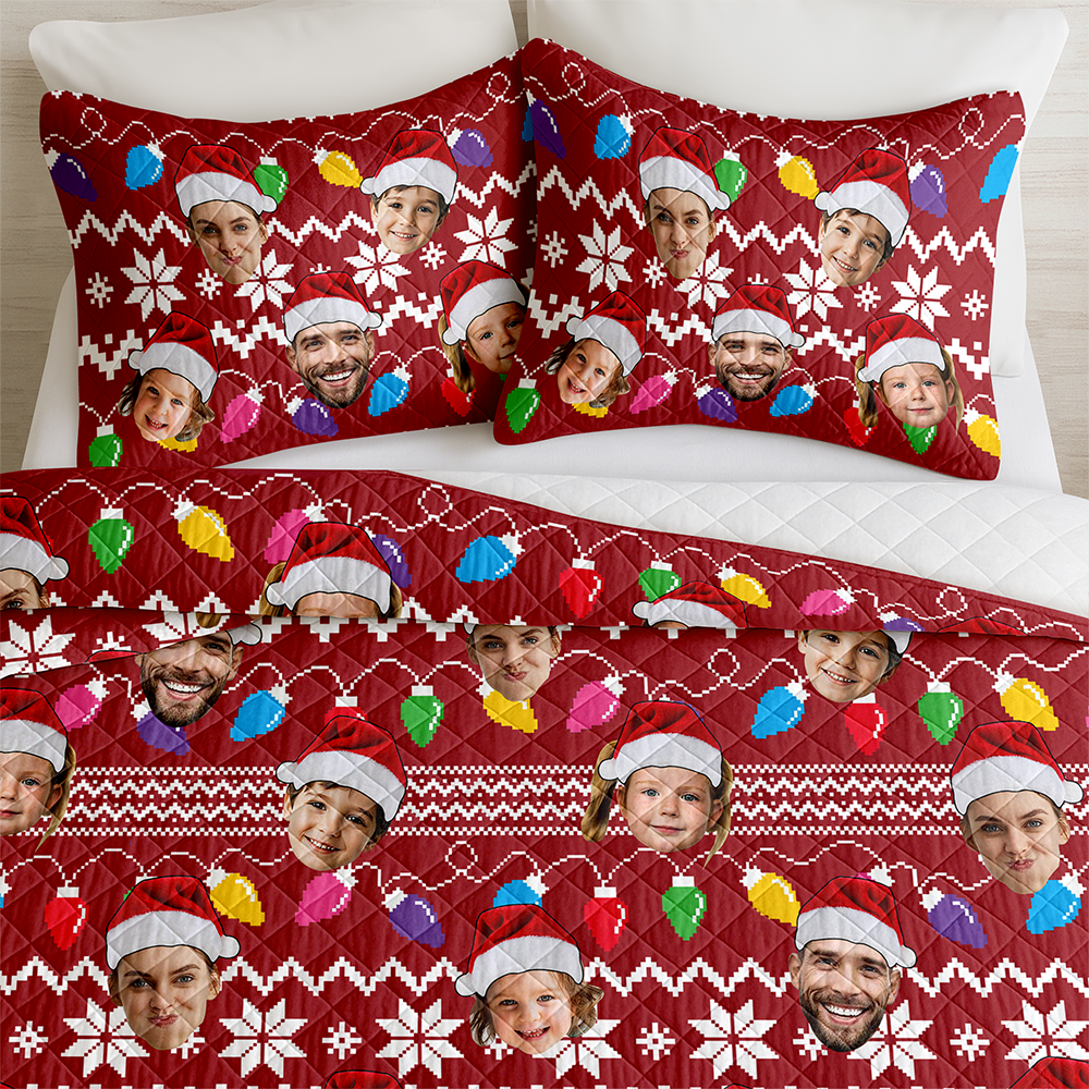 Personalized Family Photo Christmas Bedding Set Holiday Gift for Family TH10 171041