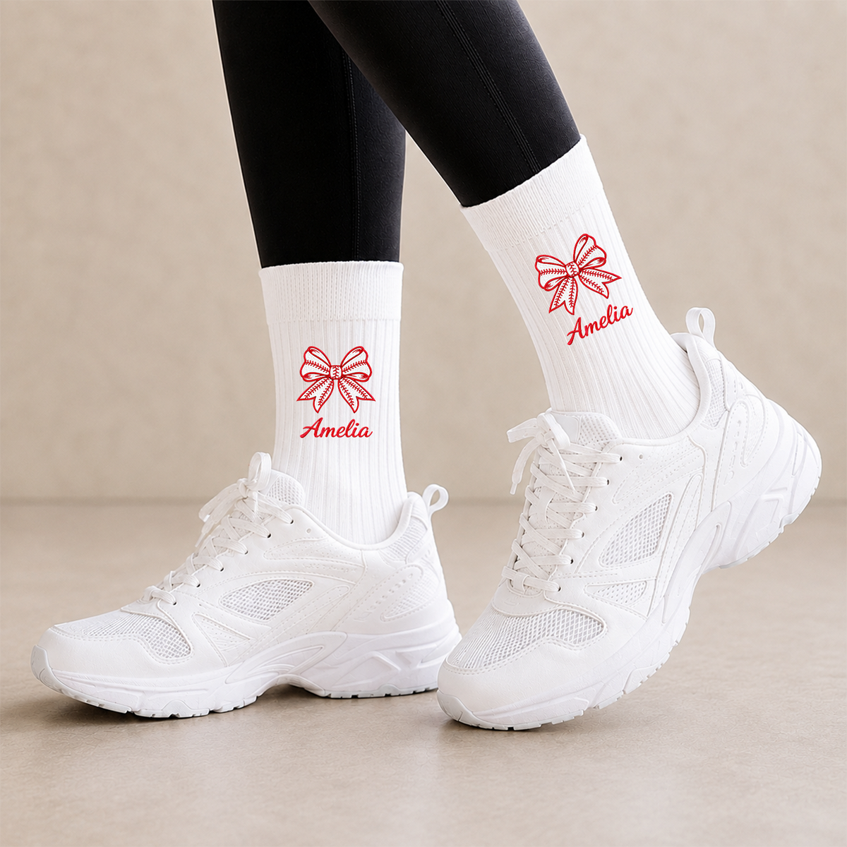 Personalized Name Coquette Bow Sports Embroidered Socks Gift For Her HA75 919492