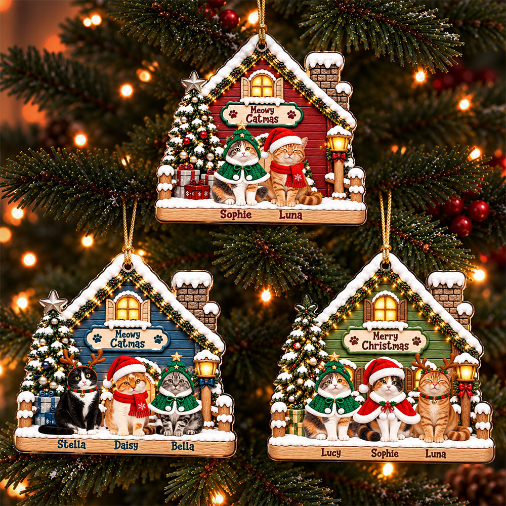 Custom Cat Photo Meowy Catmas Acrylic Ornament, Personalized Christmas Keepsake LM32 670367