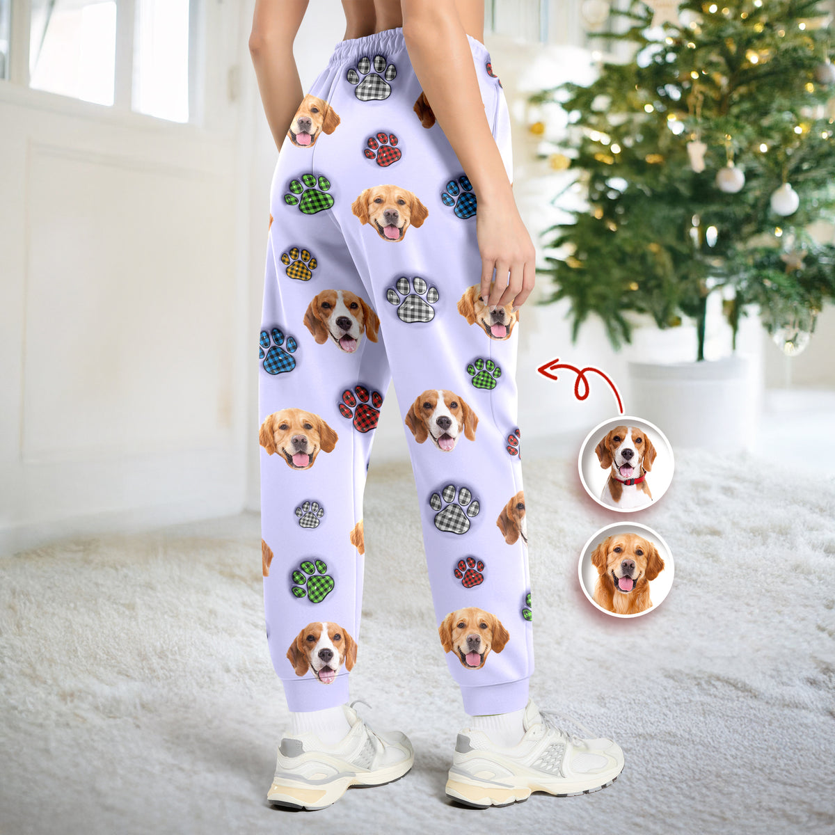 Custom Dog Photo Christmas Paw Style - Personalized 3D Inflated Effect Sweatpants CH07 899654