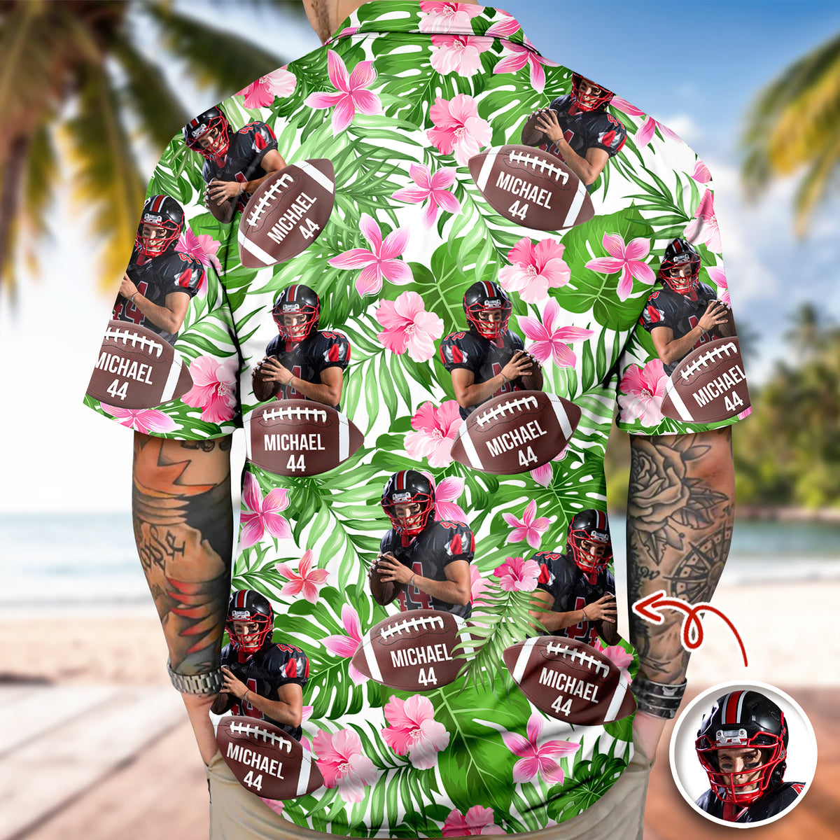 Personalized American Football With Tropical Pattern Hawaiian Shirt HO82 901176