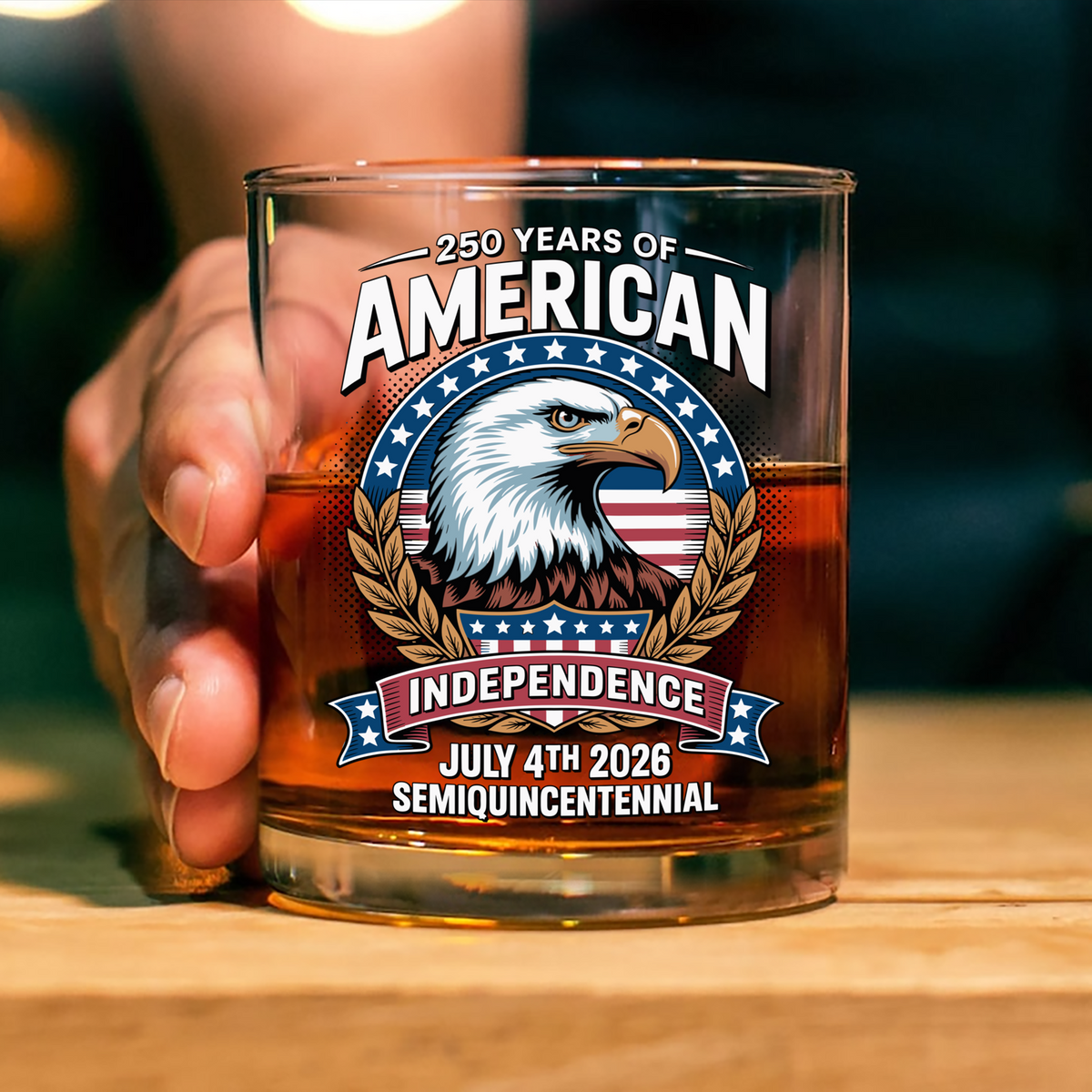American 250 Years Independence Eagle - July 4th 2026 Whiskey Glass LM32 895253
