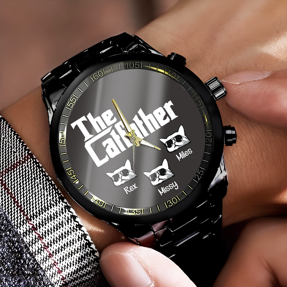 The CatFather For Cat Lovers Personalized Dad Men's Wrist Watch LM32 893523