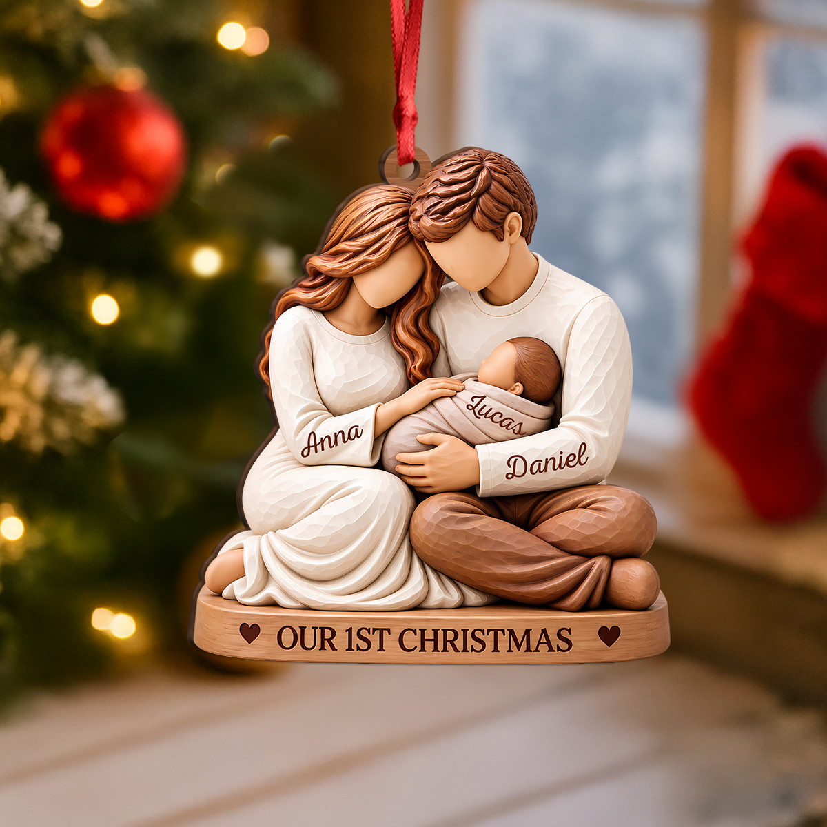 Custom Name Our 1st Christmas Family Wood Ornament TH10 171473