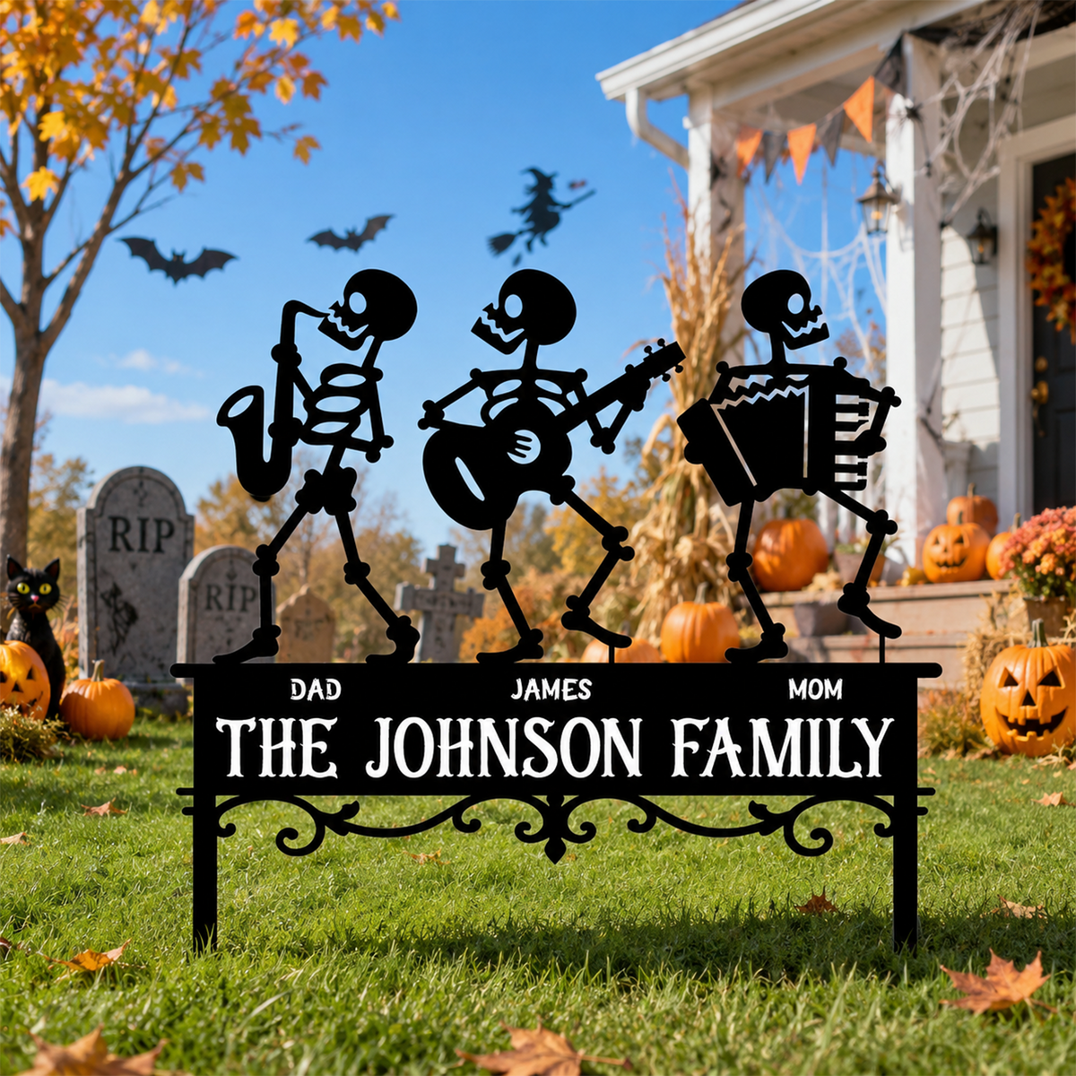 Custom Family Member Skeleton Garden Stake - Personalized Gifts for Halloween CH07 180210