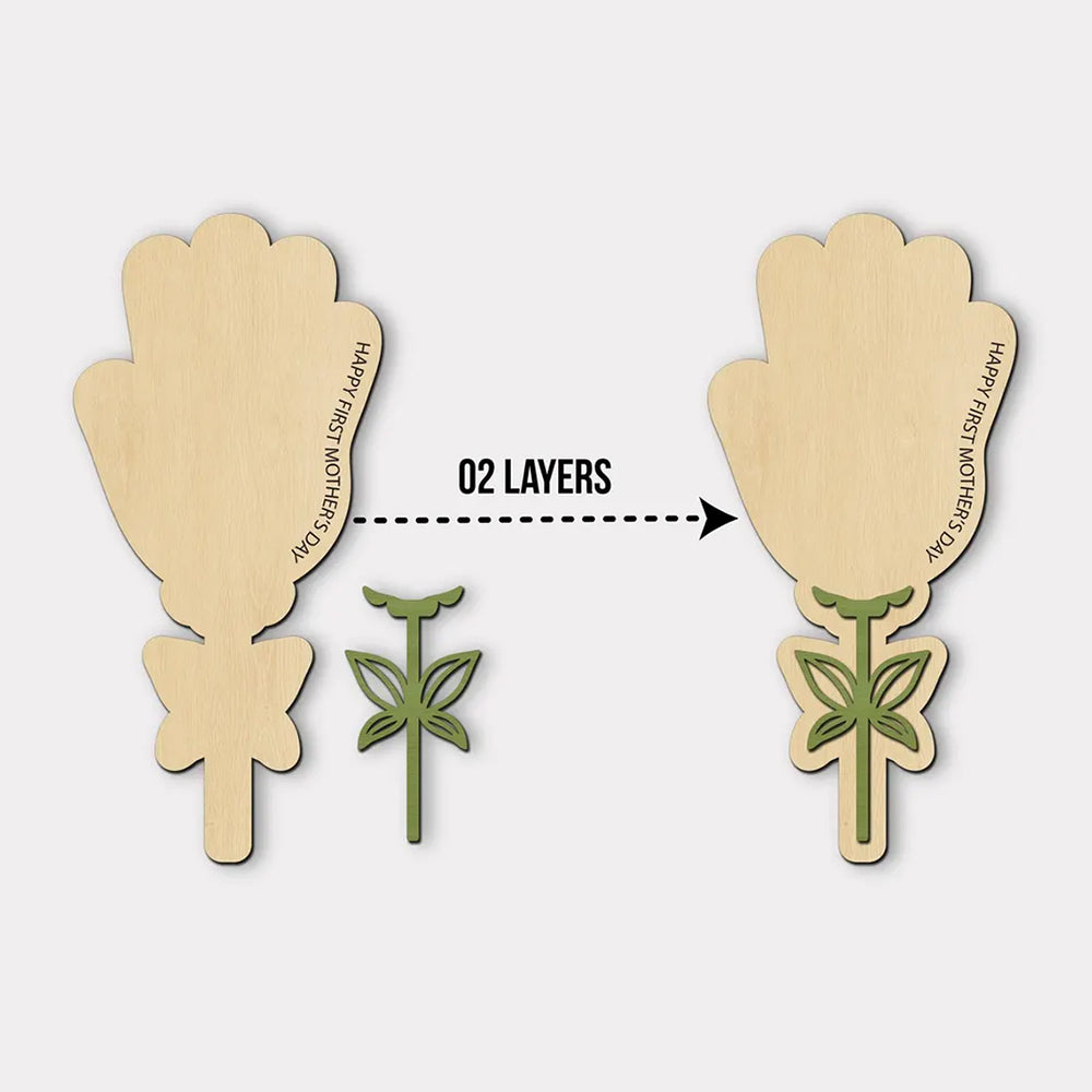 Personalized Happy First Mother's Day 2-Layered Wooden Handprint TH10 169007