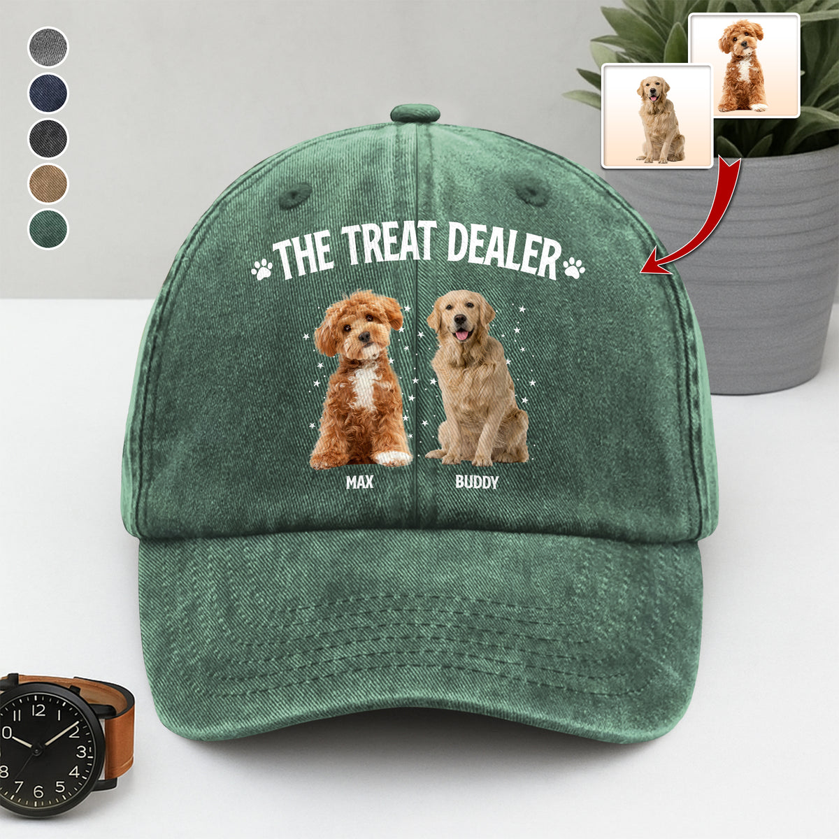 Custom Dog Photo The Treat Dealer Washed Denim Baseball Cap HA75 897006