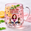 Personalized A Girl And Her Dog Pink Gradient Glass Mug - Gift For Dog Mom, Mother's Day HO82 901760