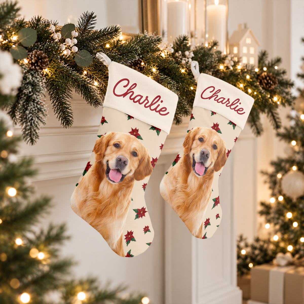 Personalized Dog Photo And Name Christmas Stocking, Holiday Decoration Gift LM32 670479
