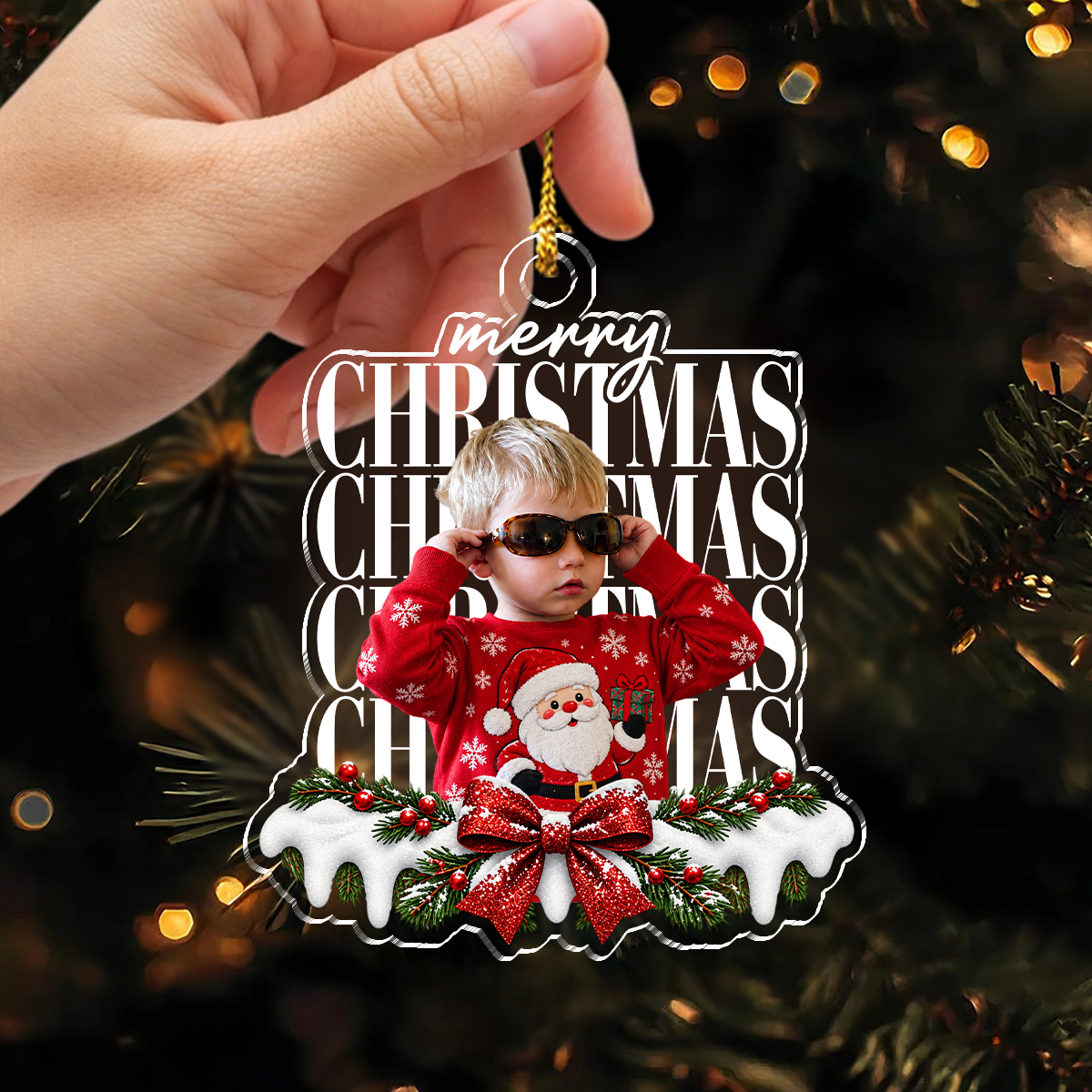 Custom Photo Merry Christmas Acrylic Ornament Unique Holiday Gift for Kids and Family LM32 670295