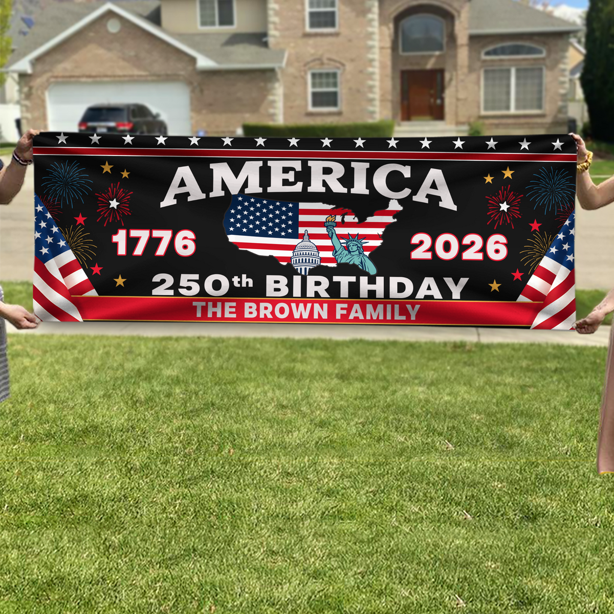 Custom 250th Anniversary America Banner 1776-2026, USA Patriotic Garden Flag, Independence Day Party Decor LM32 669279