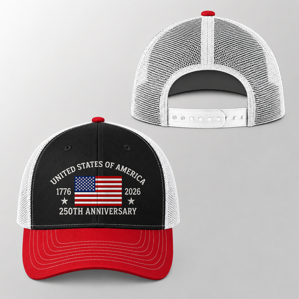 1776-2026 USA 250th Anniversary Embroidered Trucker Hat TH10 170257