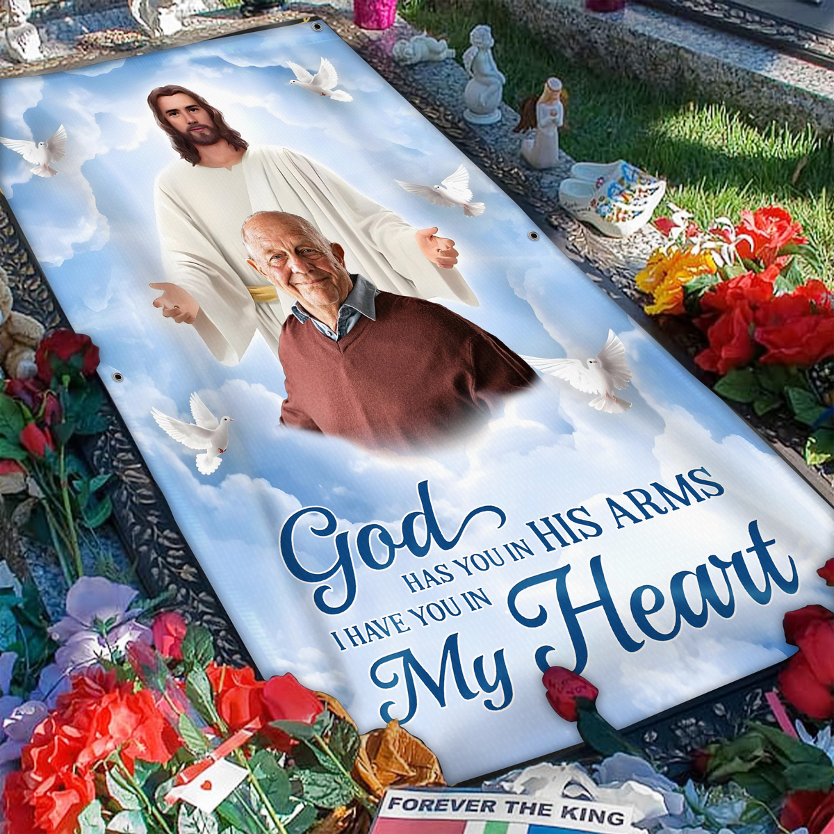 Custom Photo God Has You in His Arms Memorial Grave Blanket HA75 892788