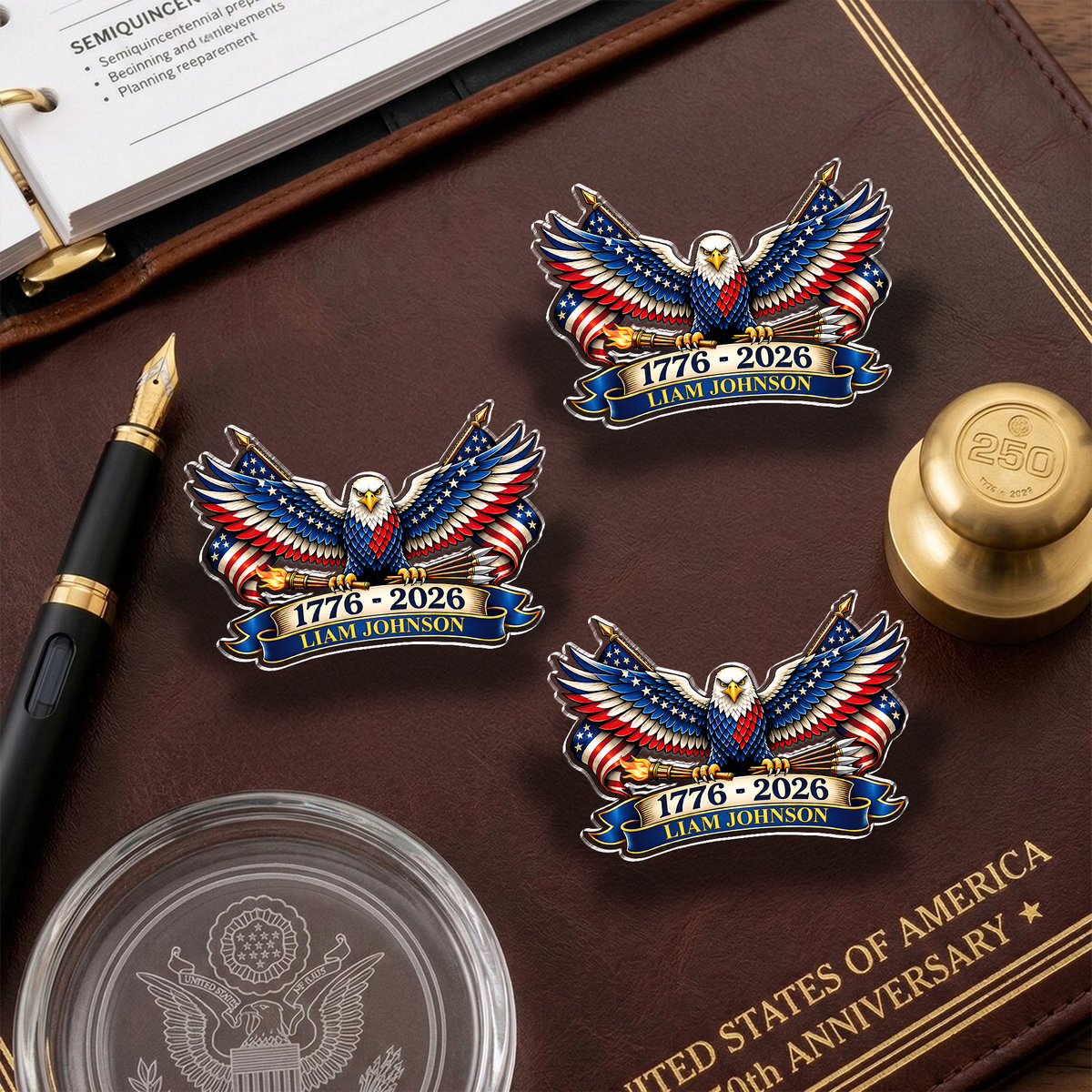 Personalized Name America 250 Patriotic Eagle 1776–2026 Acrylic Pin HO82 901868