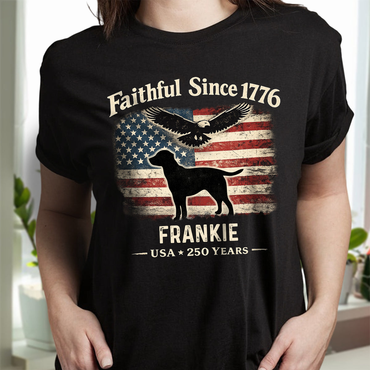 Custom Dog Faithful Since 1776 USA 250 Years Dark Shirt LM32 899061