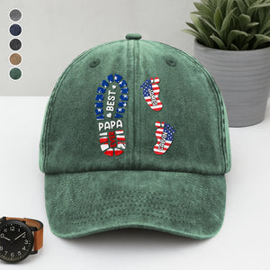 Best Dad Ever - Personalized Vintage Washed Denim Baseball Cap HO82 894394