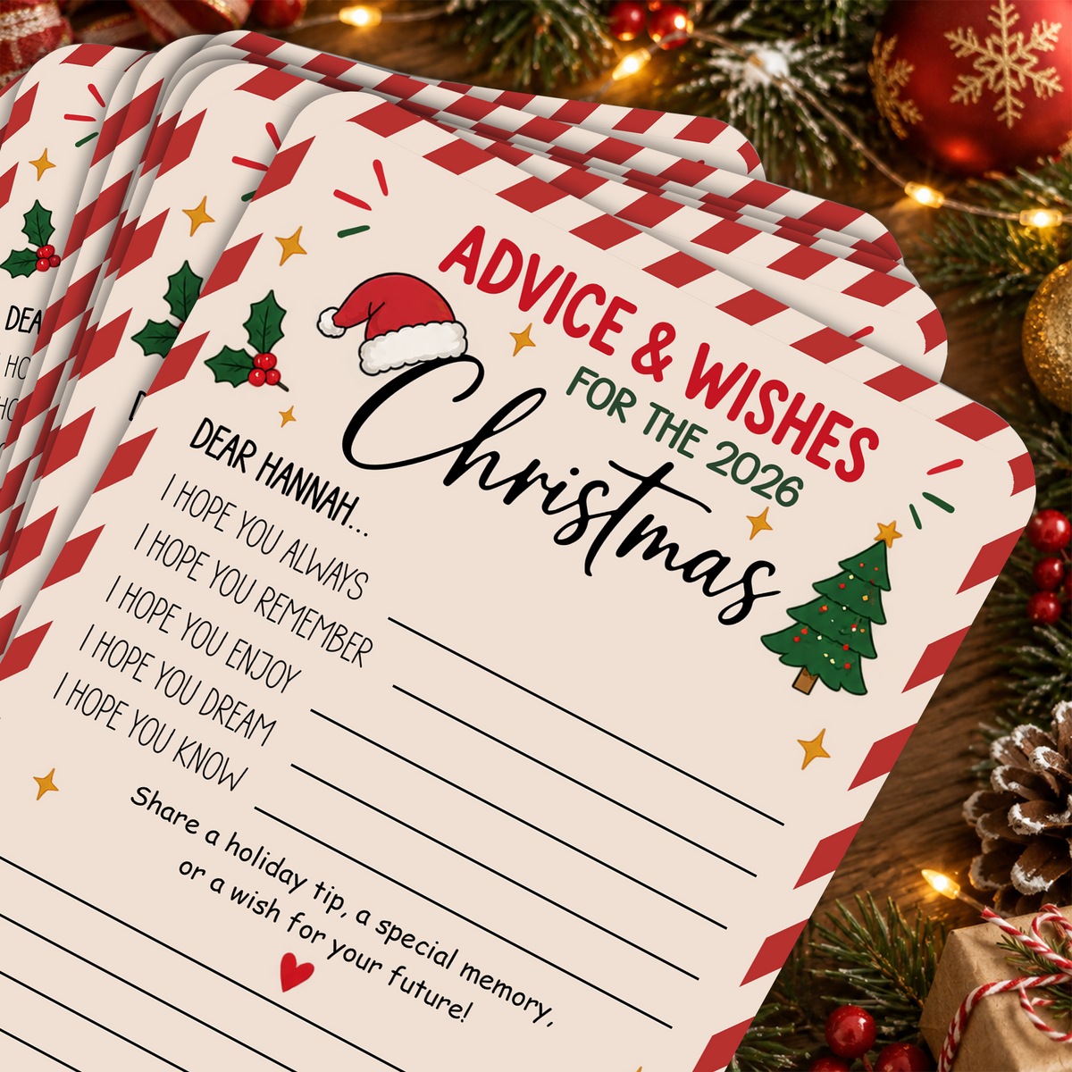 Set of 12 Christmas Wishes Cards - Advice Cards for Christmas gift LM32 670043