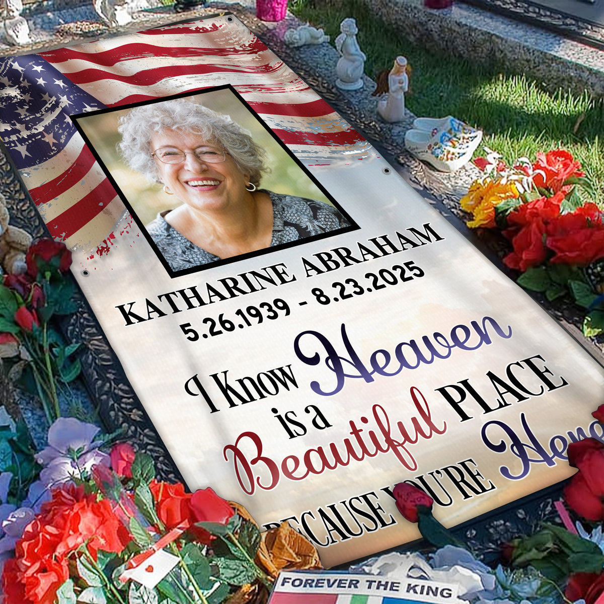 Custom Photo I Know Heaven Is A Beautiful Place Because You're Here Memorial Grave Blanket LM32 897515