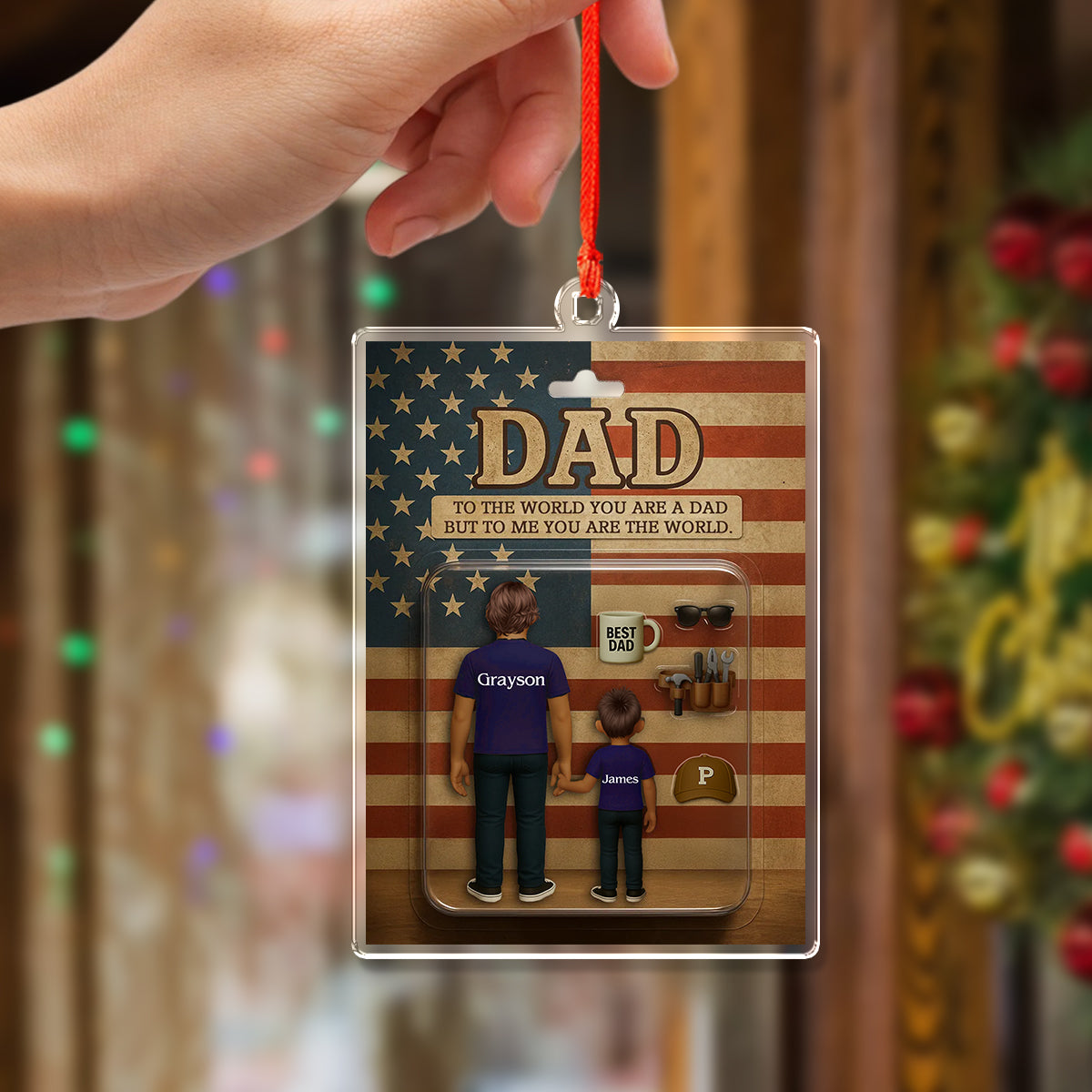 Personalized Name You Are The World Dad Family Christmas Acrylic Ornament LM32 895597