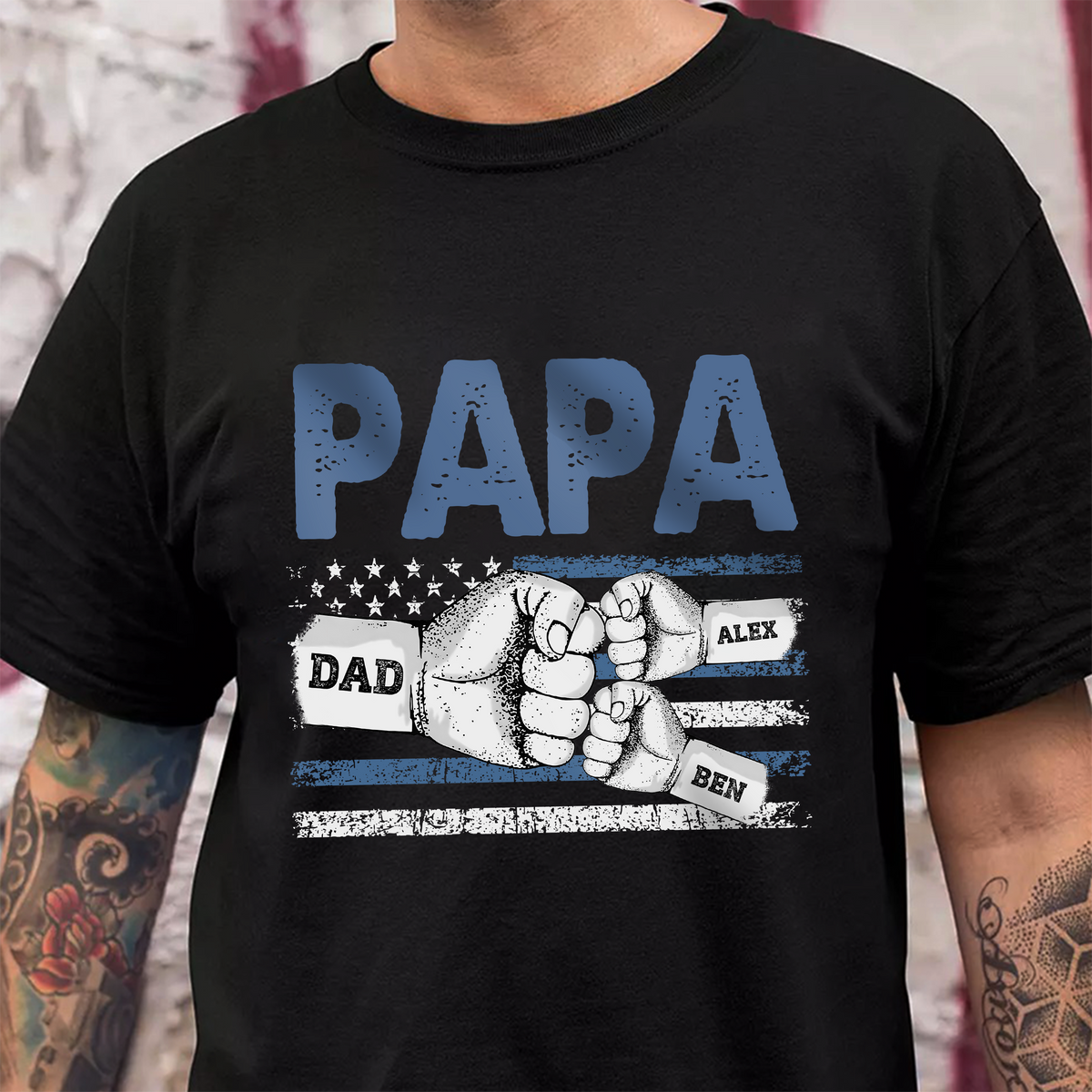 Custom Name Dad With Kids Hand-in-Hand Dark Shirt – Personalized Father’s Day Gift LM32 899613