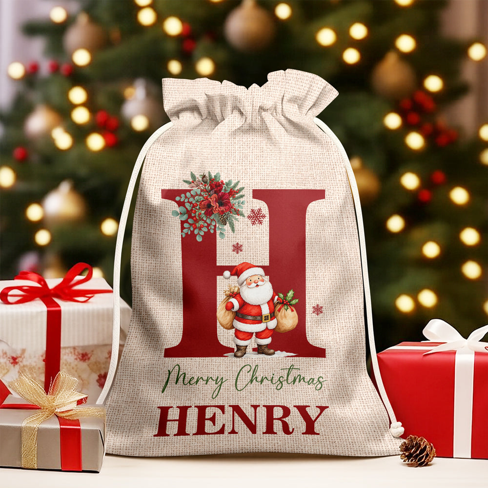 Custom Name Christmas Letter Christmas Sack, Personalized Holiday Gift Bag HO82 903920