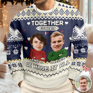 Custom Funny Face You And Me We Are A Team Together Ugly Sweater LM32 895569
