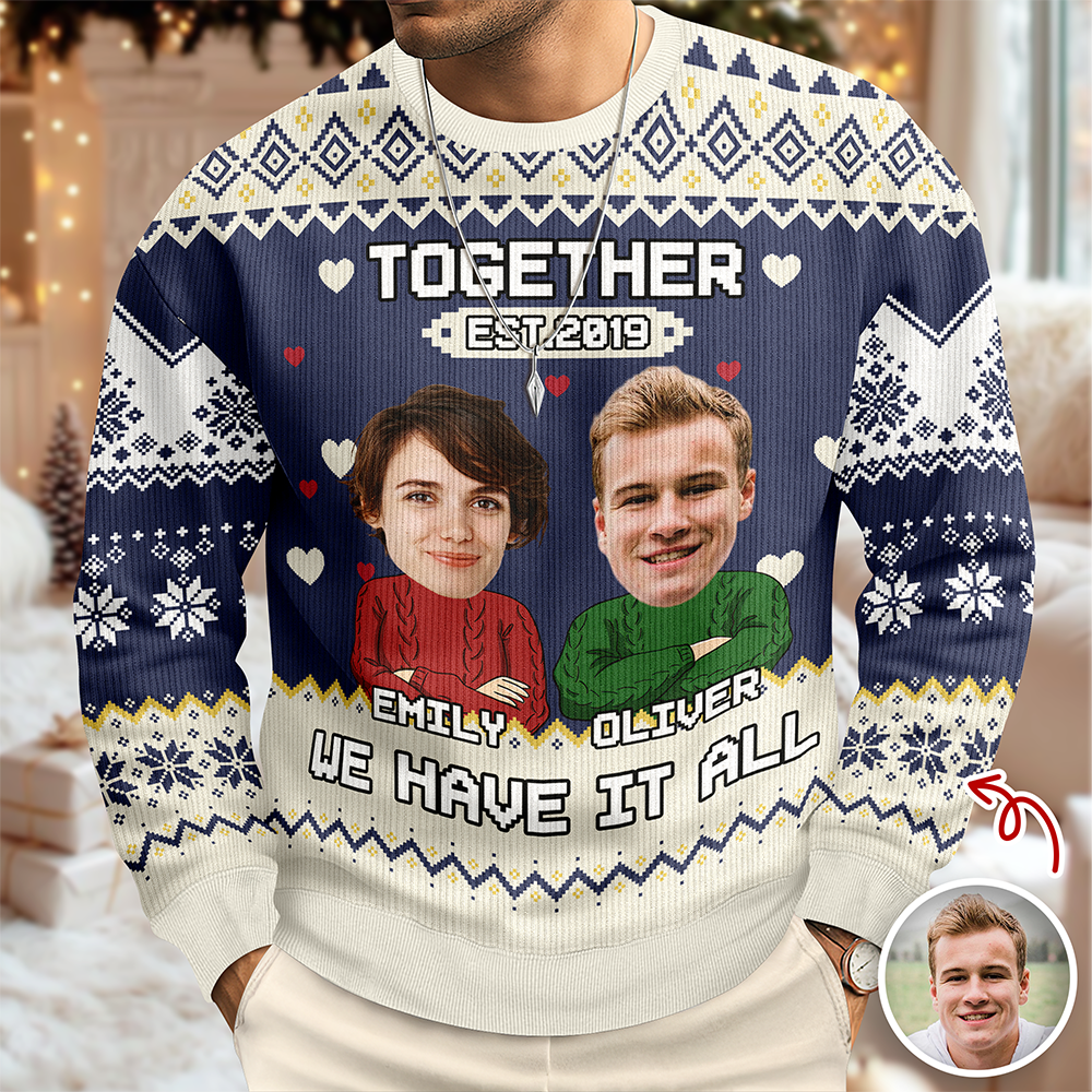 Custom Funny Face You And Me We Are A Team Together Ugly Sweater LM32 895569