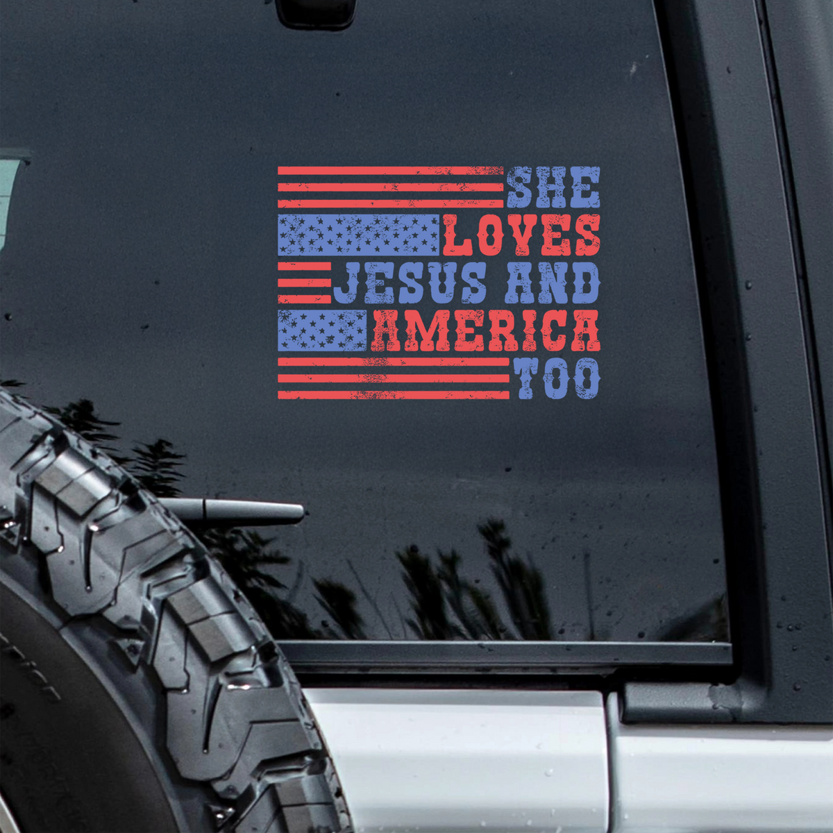 Personalised She Loves Jesus And America Too Car Window Decal Sticker LM32 897945