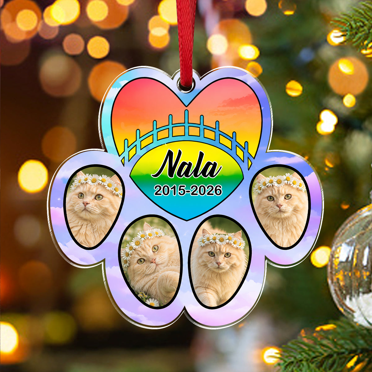 Personalized Dog Cat Photo In Memory Of Paw Acrylic Ornament, Pet Memorial Christmas Gift TH10 170887