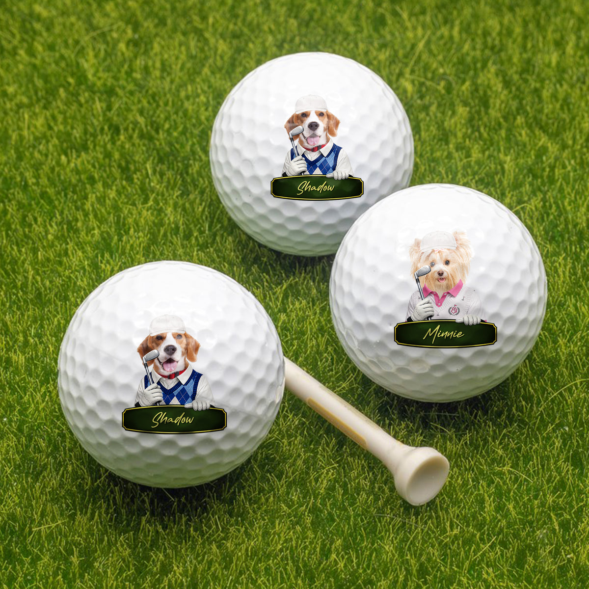 Custom Cute Cartoon Pet Character Photo With Name Golf Ball TH10 169781