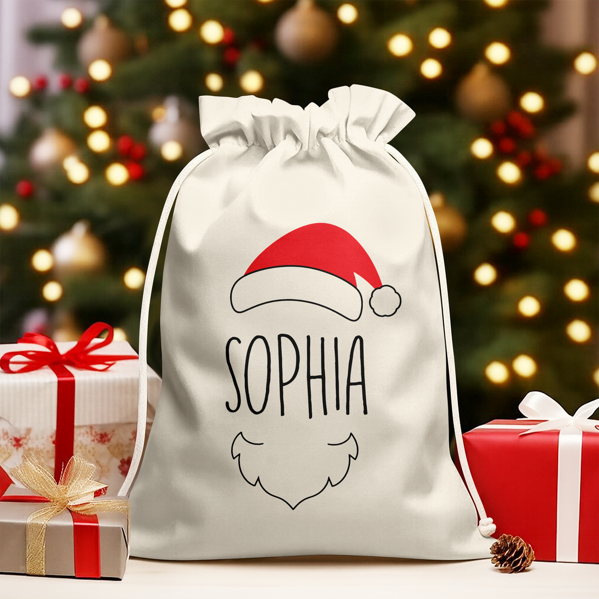 Personalized Character Christmas Sack, Custom Holiday Gift Bag LM32 670483