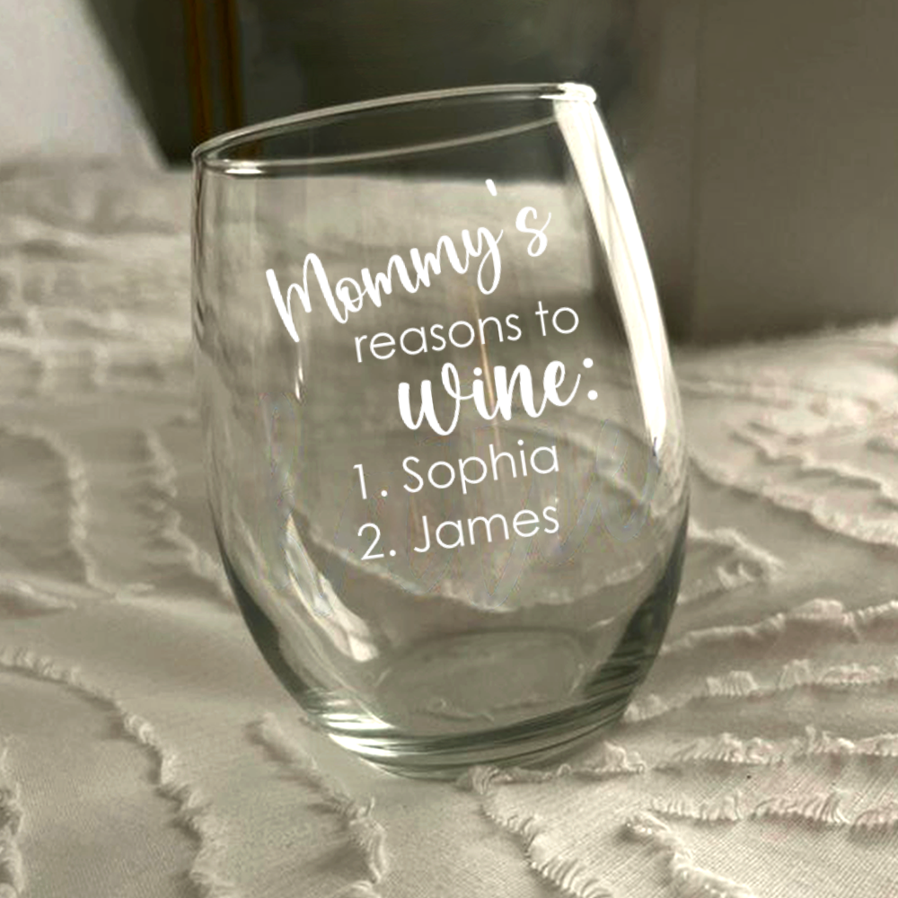 Custom Name Mom's Reasons to Wine Glass - Personalized Gift for Family LM32 899629