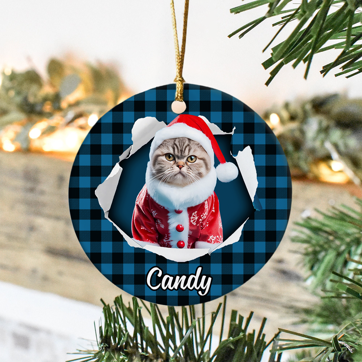 Custom Photo Cat Ceramic Ornament Christmas Gift For Cat Lovers HA75 897454