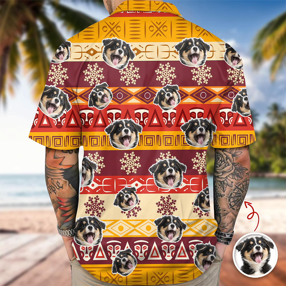 Custom Photo With Aboriginal Pattern Dog Hawaii Shirt CH07 911118