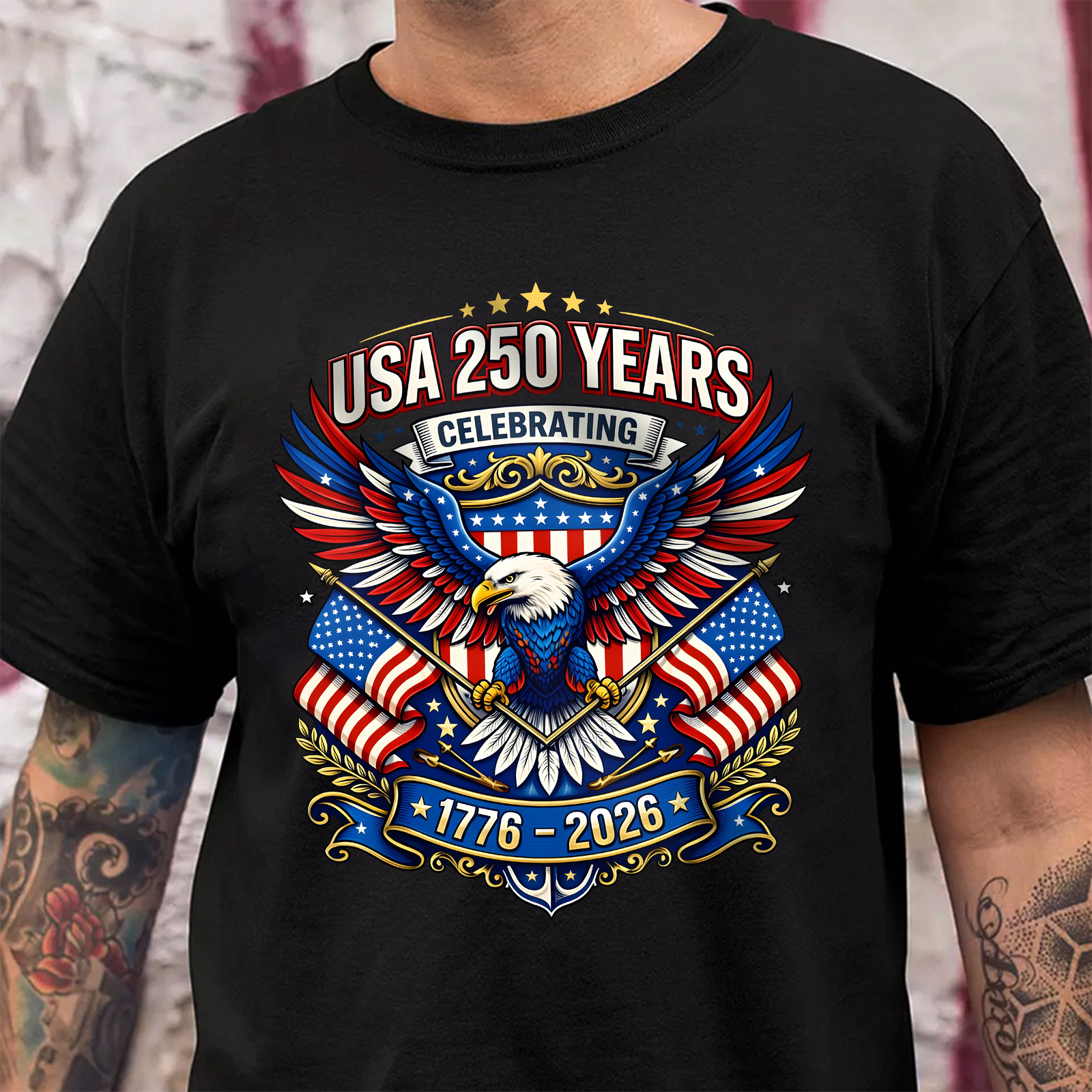 Celebrate USA 250 Years Eagle Patriotic TShirt 1776-2026 USA 250th Anniversary Dark Shirt CH07 910962