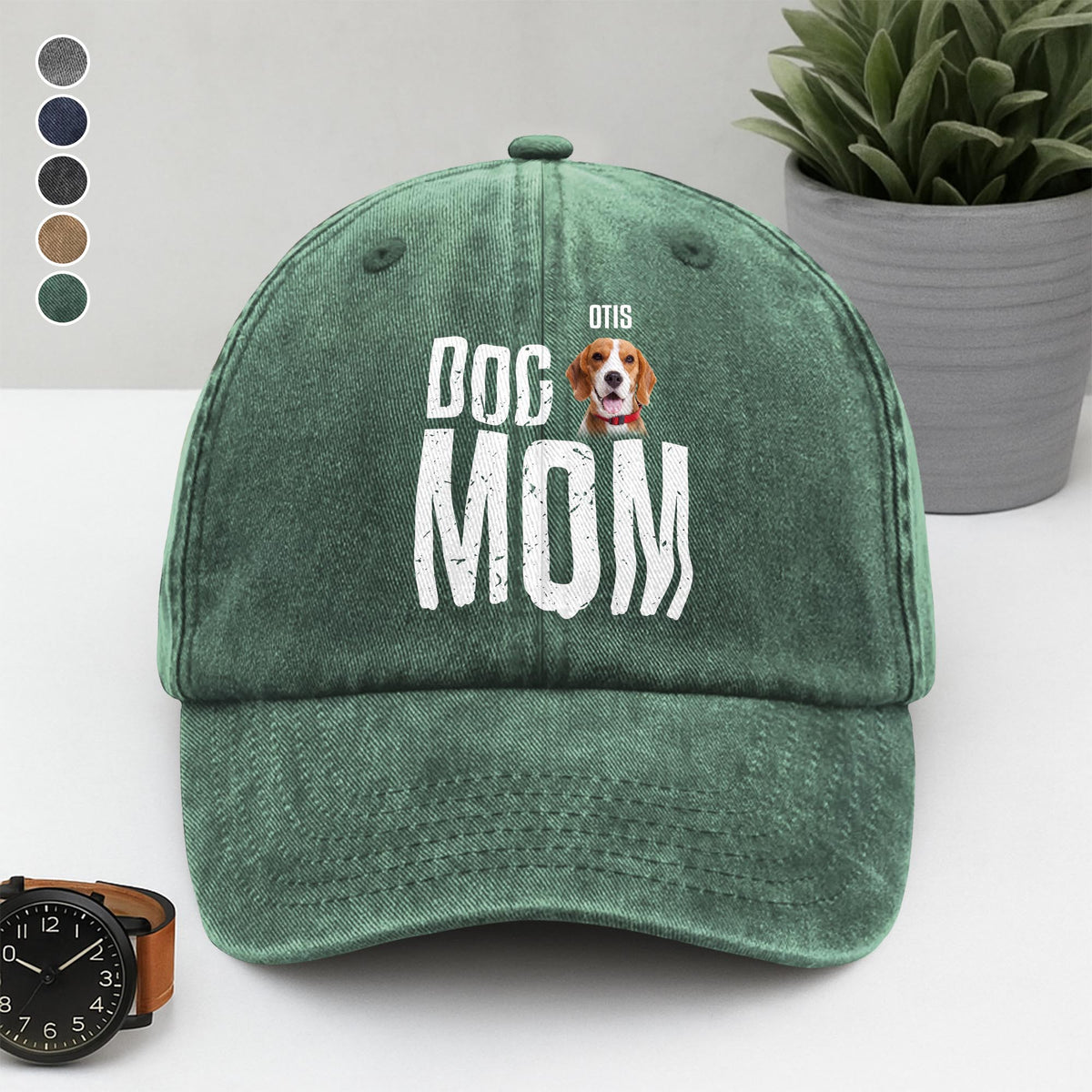 Custom Pet Photo Sleeping On Dad Washed Denim Baseball Cap For Dog And Cat Lovers LM32 895065